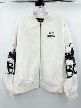 Boy London White Bomber Jacket Black Graphics Size Medium